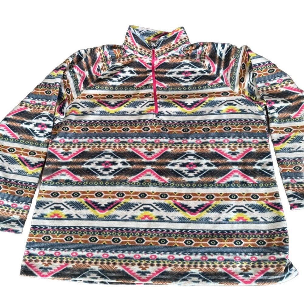 Eddie Bauer Women’s 2XL Southwest Multi-Color Fleece Pullover Quarter Zip Cozy